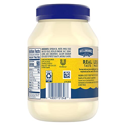 Hellmann's Mayonnaise Real Mayo For A Creamy Condiment For Sandwiches And Simple Meals Gluten Free, Made With 100% Cage-Free Eggs 30 Fl Oz (Pack Of 3),Packaging May Vary #TOP1