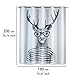 WENKO Anti-Schimmel Duschvorhang Mr.Deer Flex, Textil-Vorhang mit Antischimmel Effekt, große integrierte Ringe zur Befestigung an der Duschstange, waschbar,wasserabweisend, 180 x 200 cm