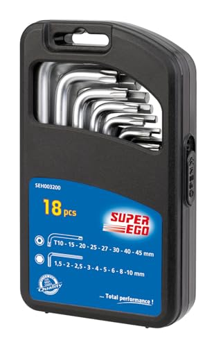 Super Ego SEH003200 SEH003200-Juego Llaves Allen + torx 18 pcs, Arándano