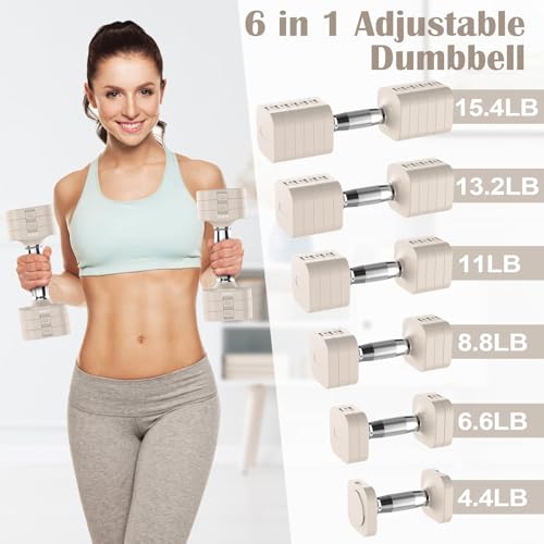 Image of Hezeyferg 22LB 26.4LB 30.8LB Adjustable Dumbbells Set, Adjustable Weight Dumbbells with Multiple Levels, Hand Weights Sets for Women /Men Home Gym Full Body Workout