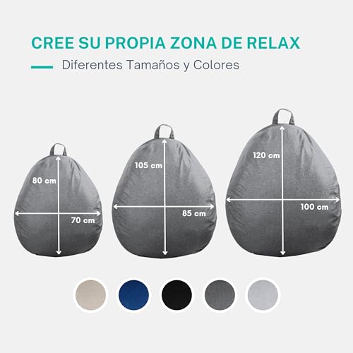 Miniatura 4 de Bananair - Puff Salon Con Relleno Incluído - Suave Y Cómodo - Funda Lavable A Máquina - Puff Pera Práctico Y Fácil De Transportar - Bean Bag Versátil, Puff Gamer, Niños 80 X 70 Cm, Gris Oscuro