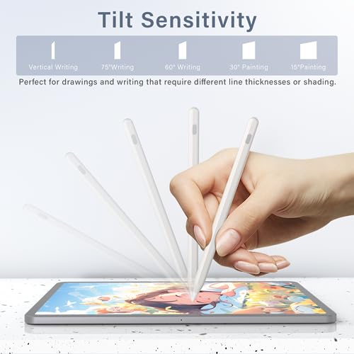 Image of Kingone Magnetic Charging Pencil (3Rd Gen) For Apple iPad, Wireless & Type-C Charging Stylus Pen, Compatible With Apple iPad Pro 11 inch 1 /2 /3 /4 & 12.9 inch 3 /4 /5 /6,Air 3 /4 /5, Mini 6, White