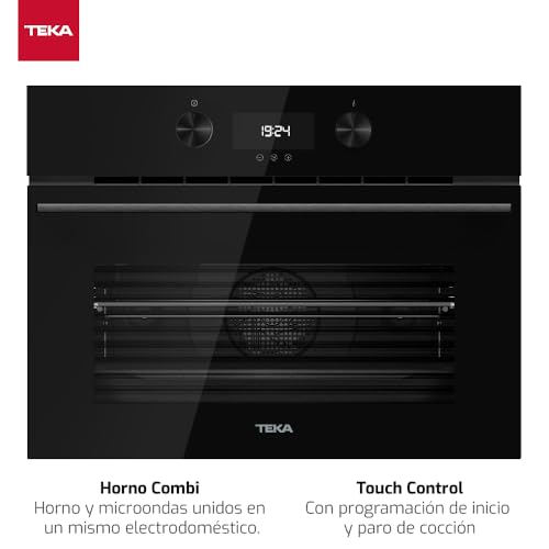 Teka Horno Compacto 45 cm, Horno + Microondas, Sistema de Limpieza HydroClean ECO, Multifunción SurroundTemp, 11 Funciones de Cocinado, Touch Control, 3 Cristales, Color Negro, HLC 8440 C - imagen 2
