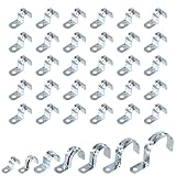 Swpeet Zinc Plated Steel EMT Pipe Straps with 1 Hole for EMT Conduit or Pipe Fixing (3/5-16mm) 30Pcs 3/5(16mm) Zink überzogenes Ein Loch EMT Rohrgurt Kit, Rohrgurte U Halterung Rohrgurt