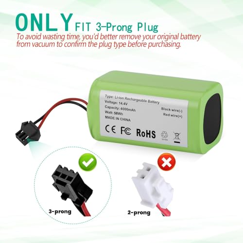 Image of Upgraded 4000mAh N79 14.4V Battery for Eufy RoboVac 11 11S 30 15C 25C 35C Robot Vacuum Cleaner for Ecovacs Deebot N79 N79S Deebot 500 600 DN622, Goovi F007C D380 Robot Vacuum Cleaner Battery