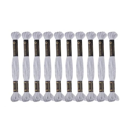 Image of 12 Skeins Premium Egyptian Embroidery Floss 9 Yards Each Egyptian Long Fiber Cotton Cross Stitch Thread for Embroidery Projects Bracelet. (12, Medium Grey)
