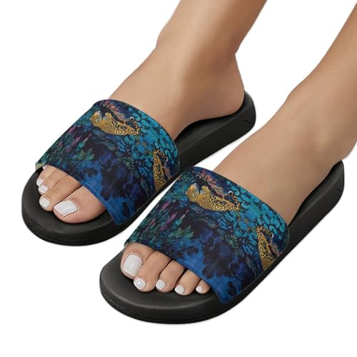 Chaussons léopard pour homme et femme - Pantoufles douces d'intérieur - 5