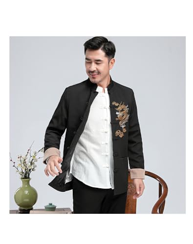 Veste style chinois brodé dragon homme pour un look de mi-saison unique