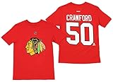 Reebok Chicago Blackhawks Corey Crawford #50 NHL Big Boys Youth Short Sleeve Tee, Red (X-Large 18-20)