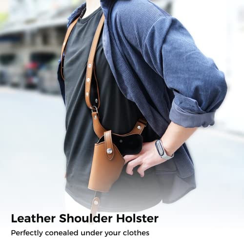 Leather Shoulder Holster, Universal Vertical Concealed Holster With Double Magazine Holder Fit Glock 1911 And Most Kinds Of Pistols (Brown) #TOP4