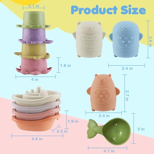 Qiuyanbo Bath Toy for Kids Toddlers Baby Bath Toys Set with Water Squirt Floating Animals Educational Bathtub Playtime Fun Gifts for Boys Girls Children