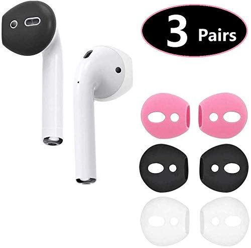 BLLQ Ear Tips Ear Gels Anti-Slip Earuds Cover Silicone Compatible with AirPod 1st gen and 2nd gen., 3 Pairs White/Black/Pink - Thumbnail 4