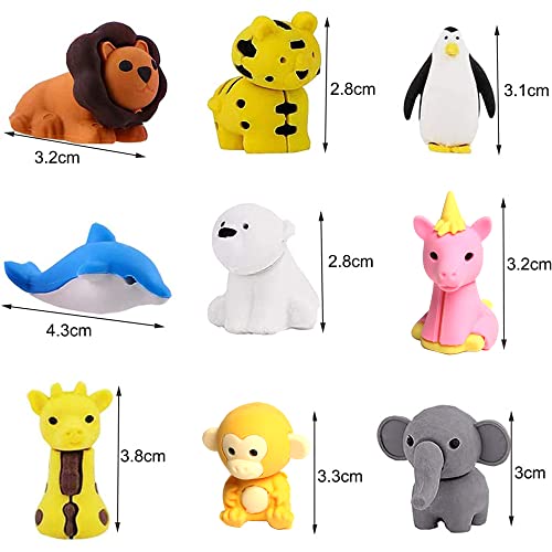 Mstipo 100Pcs Animal Eraser Kids Pencil Eraser Bulk Detachable Eraser Educational Eraser Toy Party Gifts, School Supplies Gifts, Classroom Student Prizes, Carnival Gifts And Easter Egg Fillers #TOP5