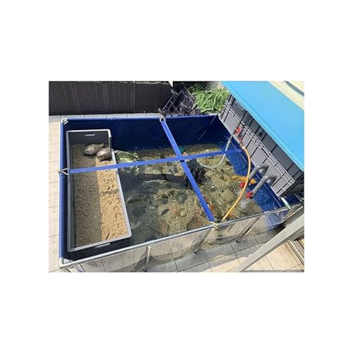 Laghetto per pesci da cortile con pannello di visualizzazione trasparente, valvola di scarico in tela di PVC con telaio in acciaio, ideale per Koi e pesci rossi Bing & Display Tank (140 x 70 x 61 cm)