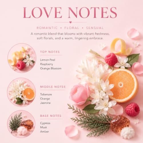 Image of Airkeep Reed Diffuser Set,3.38 fl oz (100 ml) - Love Notes Oil Diffusers with 8 Reed Sticks, Home Fragrance Reed Diffuser for Bathroom Shelf Decor
