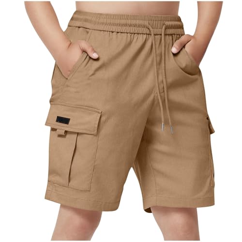 duxyoz Boys Cargo Shorts Kids Drawstring Lightweight Summer Short With Pockets Baggy Loose Casual Sweat Shorts Outdoor Joggers Sweatpants Bermuda Short Straight Leg Running Hiking Pants 14-15 Years