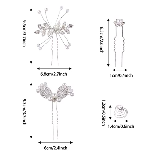 Cinaci 40 Pack Shinning Silver Rhinestone Butterfly Leaf Flower Bridal Hair Side Combs+U-Shaped & Twist Hair Pins Clips Barrettes Wedding Headpieces Accessories For Women Girls Brides Bridesmaids #TOP5