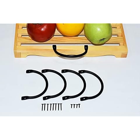 Serving Tray Handles-Black Metal Handle Pulls for Kitchen Cabinets Wardrobe Drawer Handle Wood Box and Furniture Handles /Cutting Board Handles for Kitchen Pack of 4 Cover