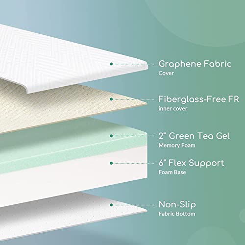 Mlily Green Tea 8" Memory Foam Mattress | Cooling Gel Infused For Cool Sleep | 10 Year Warranty | Certipur-Us Certified | Bed In Box | Made 100% In Usa | Medium Firm | Full Size,Grntea8-F #TOP4