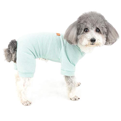 ZUNEA Dog Pajamas for Small Dogs Girl Boys Soft Cotton Pyjamas Jumpsuit Sleeping Wear Striped Puppy Clothes Pet Doggie Romper Chihuahua Clothing for All Season Blue XXL