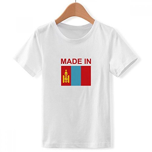 T-shirt Mongolie grand garçon col rond blanc et multicolore