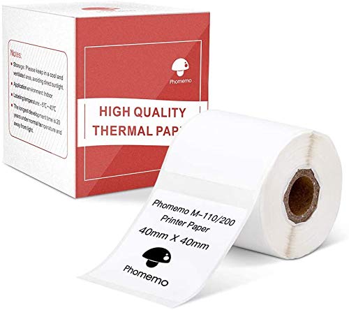 Phomemo Etichetta M110 Etichetta quadrate Autoadesiva termica,1.57''x1.57'' (40x40mm),180 etichette/rotolo,Compatibile con Phomemo M110 M120 M220 M221 M108 M102 M100 M150 M250 M260 Etichettatrice