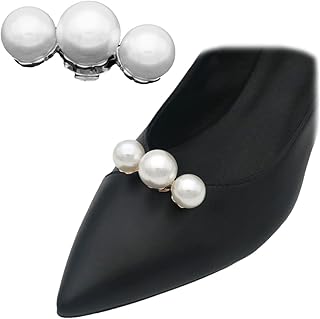2 Pcs Detachable 3 Pearls Shoe Clips Elegant Metal Shoe Buckle Women Shoes Decorations for Wedding High Heels Pumps Flats