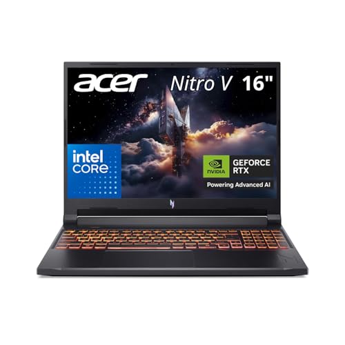 Image of acer Nitro V ANV16-72-72ZY Gaming Laptop | 16 inch WUXGA IPS 180Hz | Intel Core 7 240H | NVIDIA GeForce RTX 5070 | 16GB RAM | 512GB SSD | WiFi 6E | Backlit Keyboard | HDMI 2.1 | USB-C | Win 11 Home
