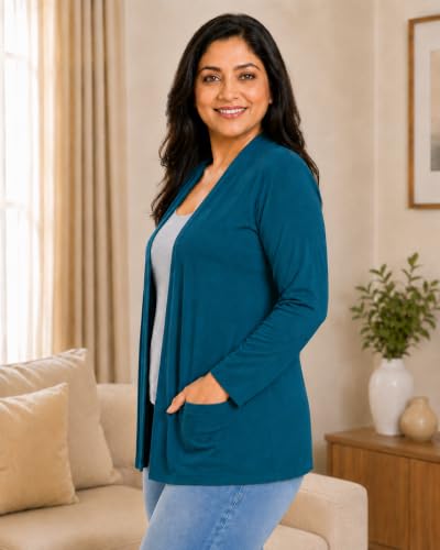 Image of In Love Women's Solid Open Front Shrug with Pockets