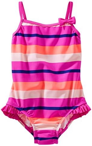 OshKosh B'gosh Baby Girls' Striped Swimsuit - Pink - (12-Months)