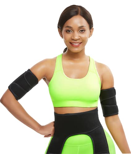 PHIONXEI Arm Trainer for Women and Men for Weight Loss,Arm Sweat Bands for Women,Arm Slimming Shaper Wrap,Arm Weights for Women Flabby Arms,Sauna Arm Trimmers for Weight Loss 2 Pack with Phone Pocket