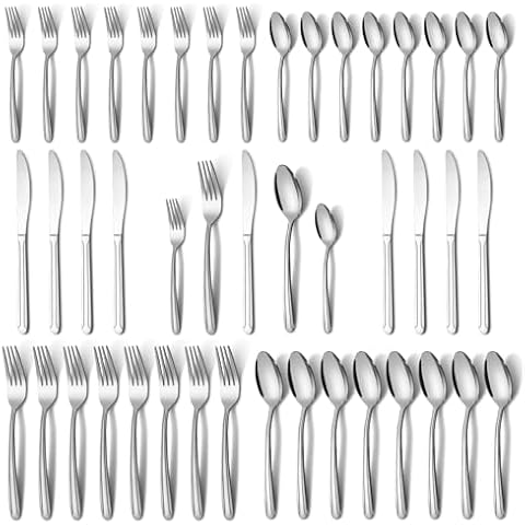 BEWOS 40-Piece Silverware Set, Stainless Steel Silverware Sets for 8, Cutlery Set, Forks Spoons and Knives Set, Mirror Polished Flatware Set, Dishwasher Safe Kitchen Utensils Set for Home, Restaurant Cover