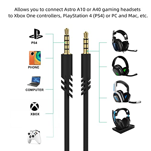 Image of 2.0M A40 Cords Replacement Astro A40TR Inline Volume Control Cable Compatible with Astro A40 A10 Gaming Headsets, Fit for Xbox one PS4 Controller