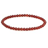 4mm Dyed Red Agate Round Beads Gemstones Rock Crystal Stretch Bracelet 7 Inch Unisex