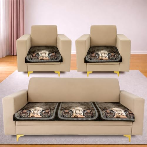 Image of Homerz Premium 'Luxe Series' Sofa Cover | Holland Velvet Fabric | Smooth Finish | Anti-Slip Fleece Backing Couch Protector (Maharaja, 5 (3+1+1) Seater, Only Seat Cover)