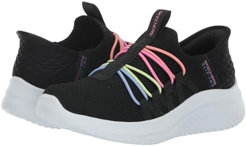 Skechers Girls Ultra Flex 3.0-Bungee Fun Sneaker, Black/Multi, 3.5 Big Kid | Image 6