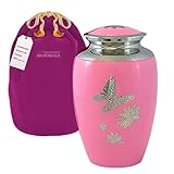 Urne für menschliche Asche, Schmetterlingsmotiv, Pink