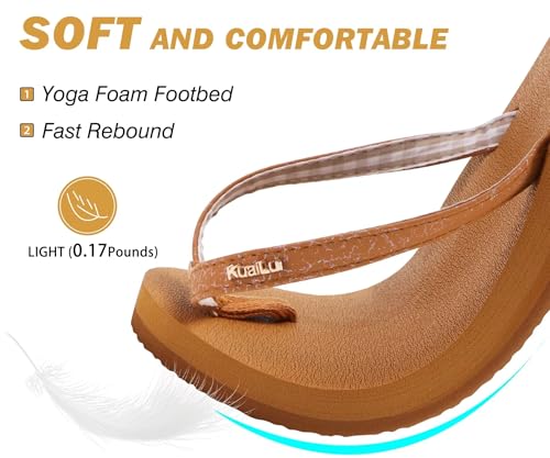 Image of KuaiLu Flip Flops for Women with Arch Support Summer Beach Thong Sandals