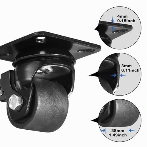 Miniatura 7 de W B D Weibida 50mm Ruedas Para Muebles Pesados Con 4 Freno, Ruedas Giratorias Grandes Carga De 1000kg, Nylon Duradero, Silencioso Y Resistente Ruedas Para Muebles, Industria, Interiores Y Exteriores