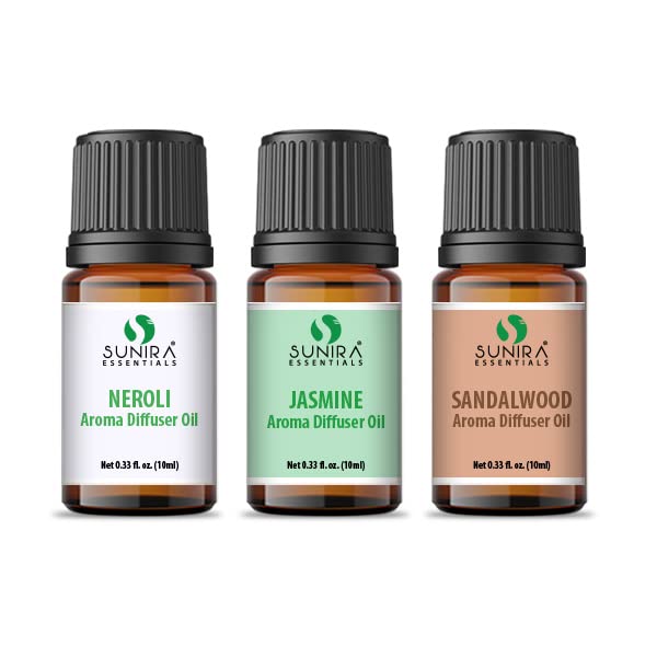 Sunira Essential Aroma diffuser Oil Mild Fragrance Combo Pack of 03 (Neroli, Jasmine, Sandalwood) 10 ml Each (B0BHDT5HFW) Amazon Price History, Amazon Price Tracker