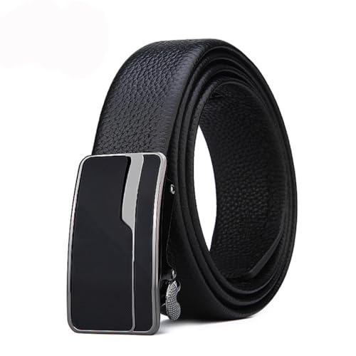 JSEIAJB Men's Automatic Buckle Belt Men's Leather Belt Business Men's(110cm)