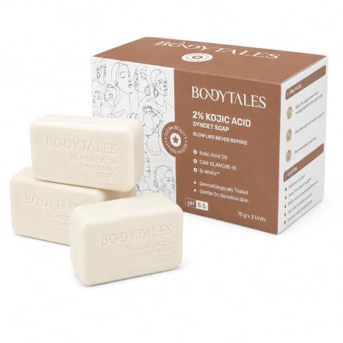 Image of 2% Kojic Acid Syndet Soap with Glutathione | For Pigmentation & Sun damage | Soap for Men & Women | Suitable for All Skin Types | 75g (Pack of 3)