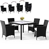 【 Inkl. 7cm dicke Sitzauflagen 】 Diese Sitzgarnitur besteht aus einem Gartentisch ( 90 x 90 cm) mit einer Tischplatte in Milchglas (5mm). 4 stapelbare Gartensessel inkl. 7cm dick gepolsterten Sitzauflagen (doppelt gekettelt) in creme bieten einen bequemen Sitzkomfort und vervollständigen das elegante Gartenmöbel Set.