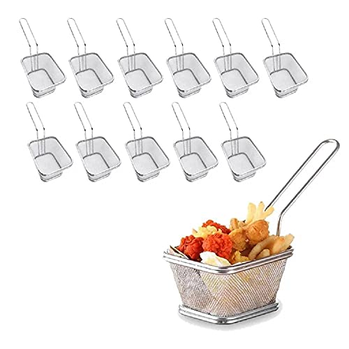 12 Cesta para Servir Porções e Petiscos em Inox 13x11x8cm