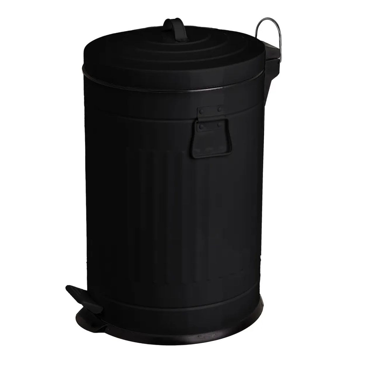 Cubo de basura con tapa, color negro mate, 20 L