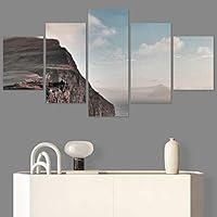 SIGNWIN 5 Panel Canvas Wall Art Modern Art Beach Coastal Multicolor Photography Relax/Calm Romantics for Home Decorations Ready to Hang - 60