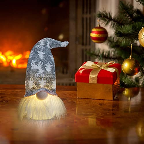 NC Lighted Christmas Gnome, PlushTomte, Light Up Elf Toy Holiday Present, Battery Operated Winter Tabletop Decorations Gnome Plush Thanksgiving Glowing Gnomes, One Size