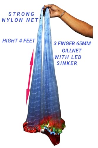 Image of PURKAIT Fishnet 3 Finger 65mm GILLNET Lead Sinker, Height 5F, UP Lenght 50F, Down Lenght 100F Fishing Net
