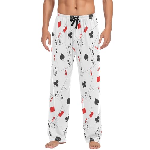 Poker Ace Card Suits Pajama Pants Clubs Hearts Spades Men's Pajama Bottoms Lounge Sleepwear PJs Sleep Pants XL