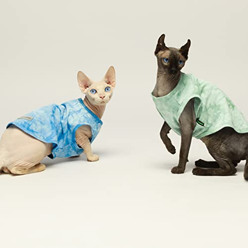 Fitwarm 2-Pack 100% Cotton Tie Dye Dog Clothes With Reflective Label Dog Shirts Doggie T-Shirts Puppy Tank Top Vest Tee Summer Cat Clothes Green Blue Xl #TOP3